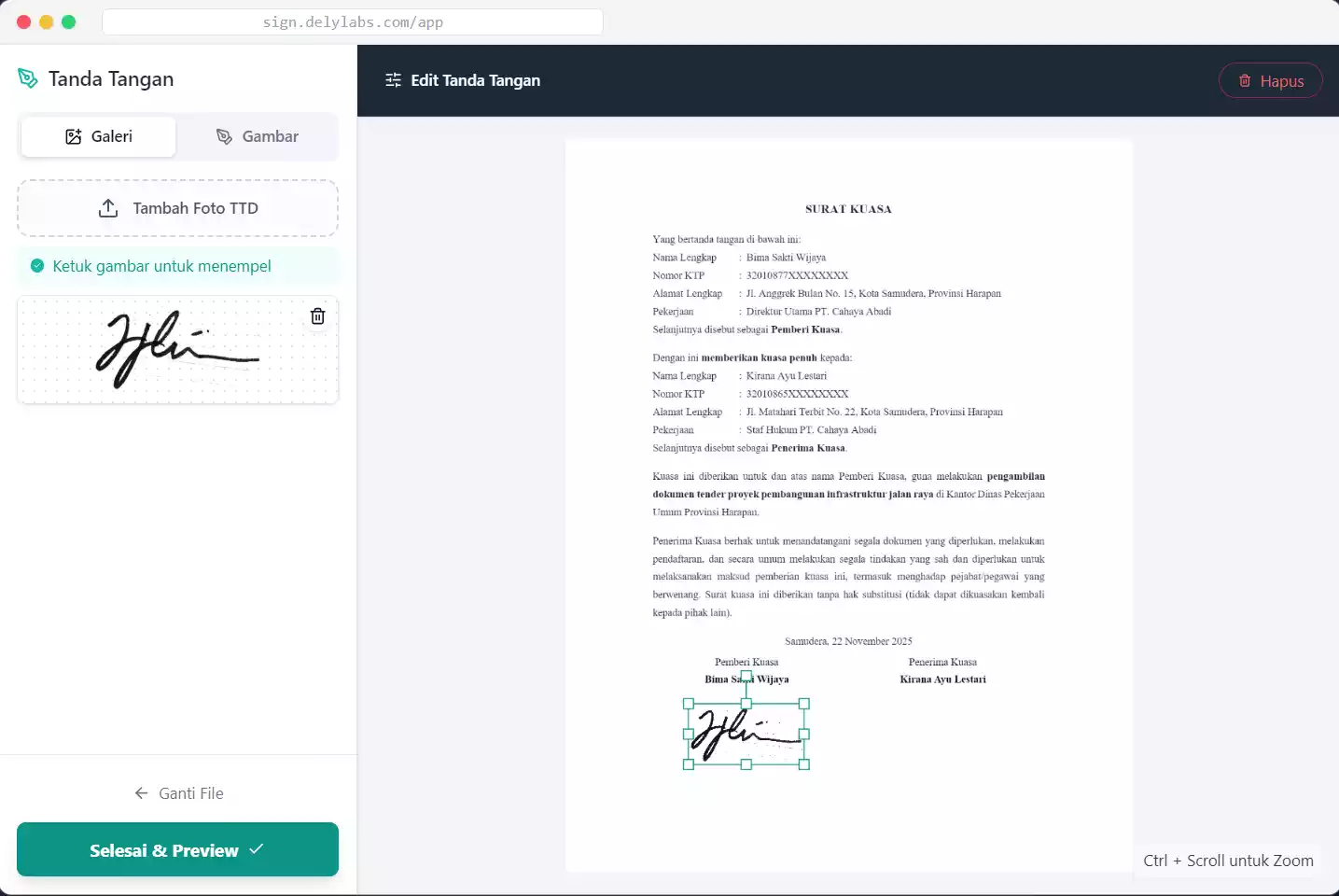 Tanda Tangan & Edit